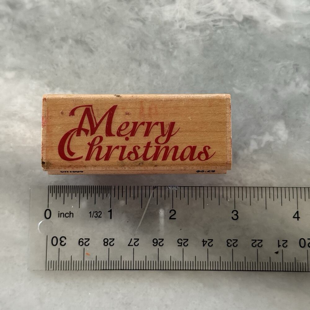Stampabilities Merry‎ Christmas CR1004 Rubber Stamp VINTAGE 1999